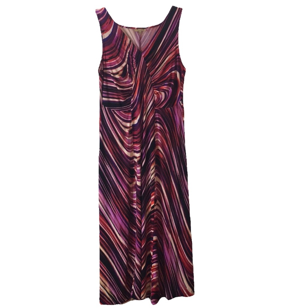 Peck & Peck Swirl Striped Sleeveless Maxi Dress